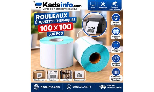Rouleau étiquettes thermiques 100 × 100 mm