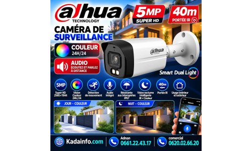 CAM 5M DAHUA EXTERN Collor AUDIO 40M